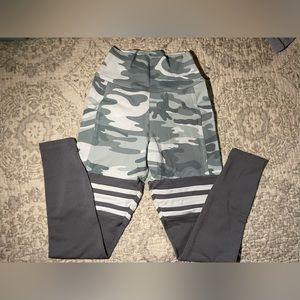 Bombshell Sportswear Pocket Thigh-High Leggings in Gray Camo